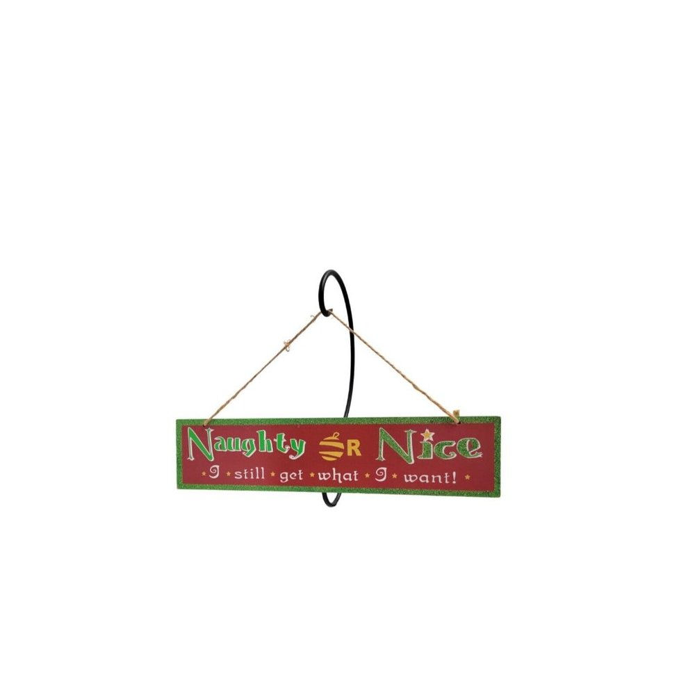 Vintage Naughty Or Nice Art Decor Wood Sign Hand Painted Christmas